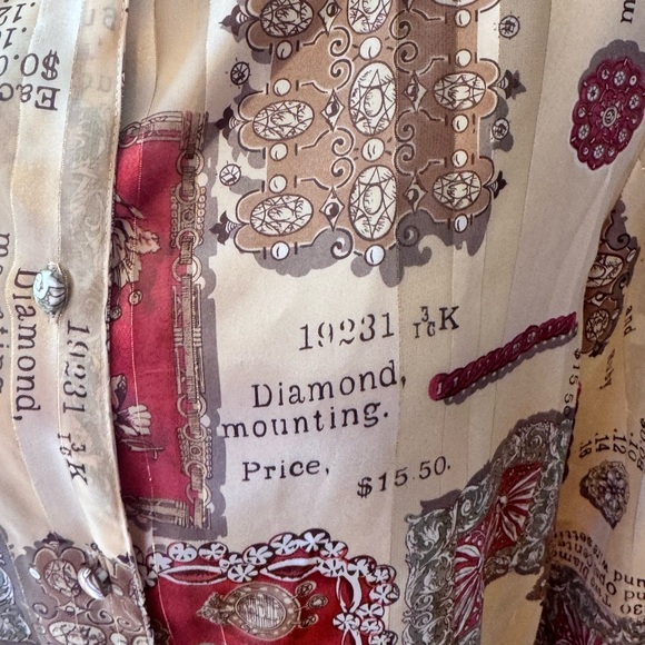 Martinique vintage Women's Sz 10 Button Up Blouse Cream Green Orange - Picture 4 of 16